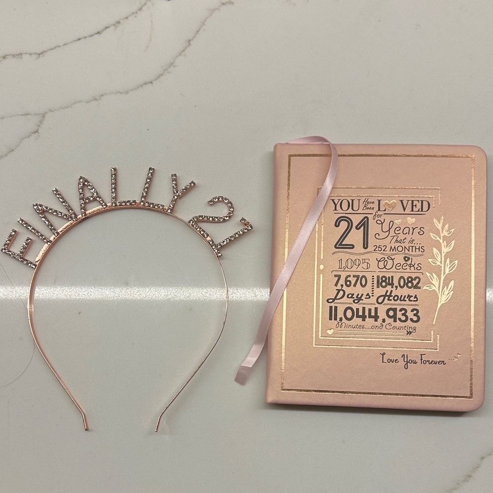 Rose Gold 'Finally 21' Headband and Journal Set